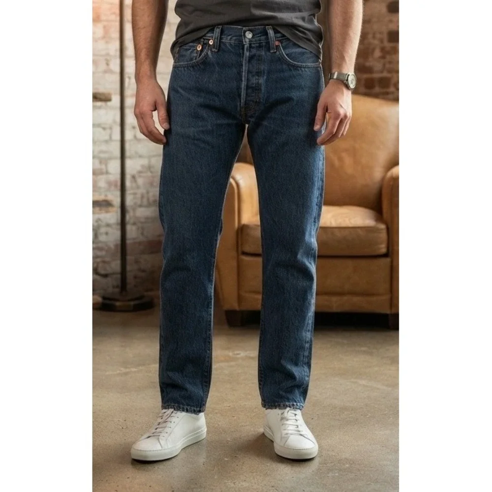 Levi's 505 Regular Fit Men's Denim Jeans 33x34 Medium Blue Straight Leg Like New